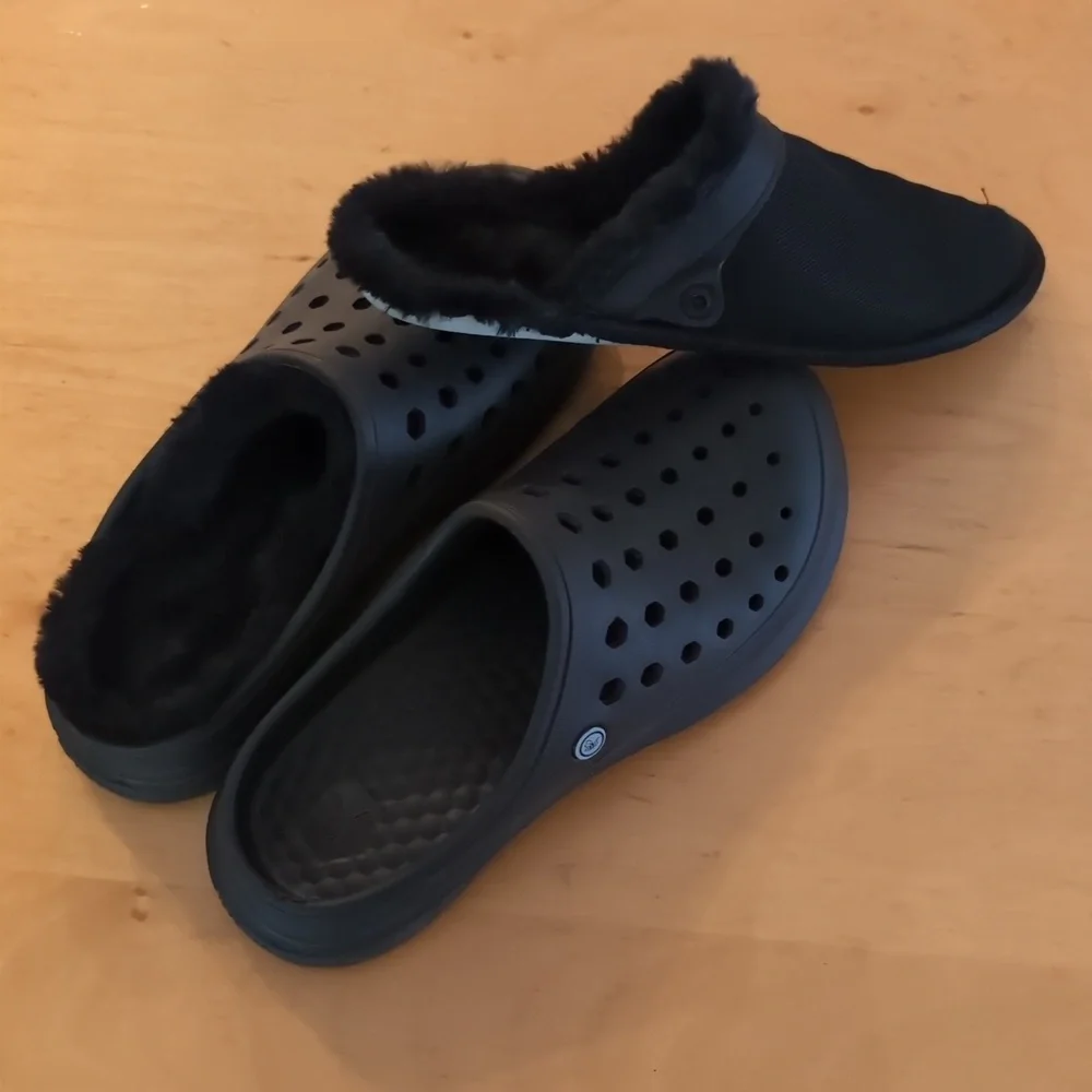 Joybees NWOT Unisex Sz9W Sz7M Black Cozy Clogs Faux Fur Lined - Picture 7 of 10
